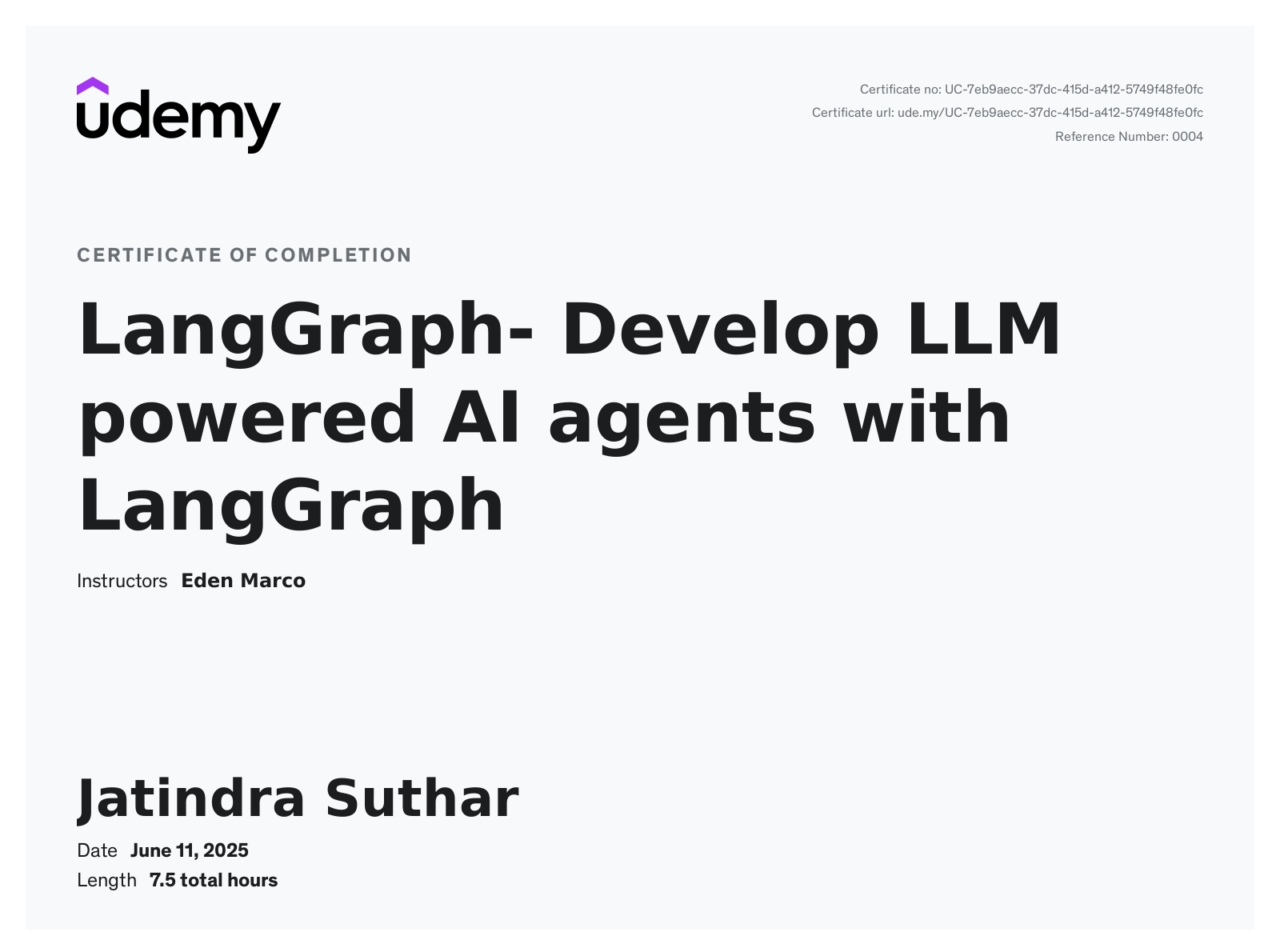 Udemy Certificate